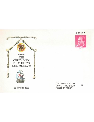 FA8330. SOBRES ENTERO POSTALES . 1989. XIII Certamen Filatelico Iberoamericano
