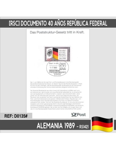 Alemania 1989. [RSC] 40 años República Federal Alemana (N)