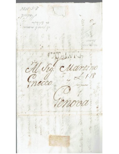 FA8157. PREFILATELIA. 1785, 2 de mayo. Carta completa circulada de Madrid a Genova