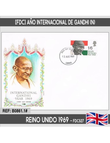 Reino Unido 1969 [FDC] Año Internacional de Gandhi (N)