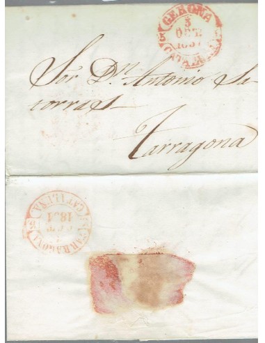 FA8159. PREFILATELIA. 1851, Carta completa circulada de Gerona a Tarragona