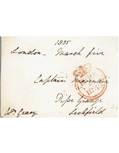FA8174. PREFILATELIA. 1835, Londres a Lichfirld