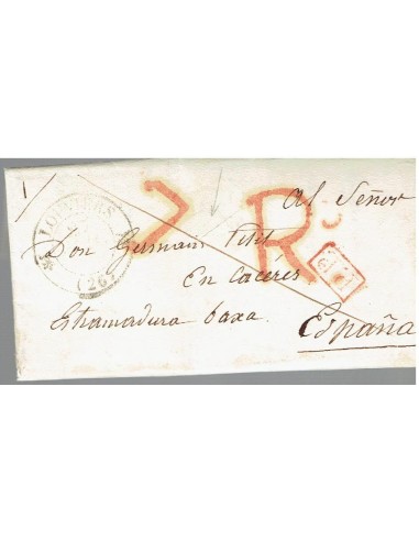 FA8180. PREFILATELIA. S/F, carta completa de Louviers a Cáceres