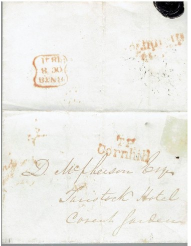 FA8186. PREFILATELIA. 1841. Carta completa circulada desde Cornhill