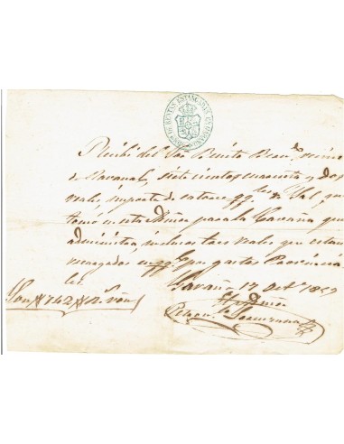 FA7916. DOCUMENTOS. Manuscrito con cuño oficial de la Administración de Rentas Estancadas de Garaño