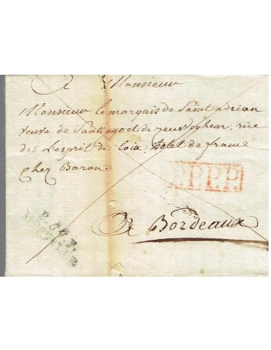 FA8198. PREFILATELIA. 1815, 24 de abril. Carta completa circulada de Merville a Burdeos