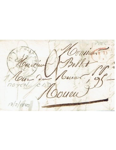 FA8200. PREFILATELIA. 1842, 17 de febrero. Carta completa dirigida a Rouen