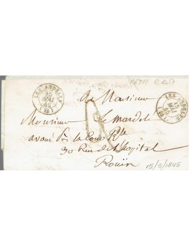 FA8202. PREFILATELIA. 1845, 15 de mayo. Carta completa de Les Andelys a Rouen