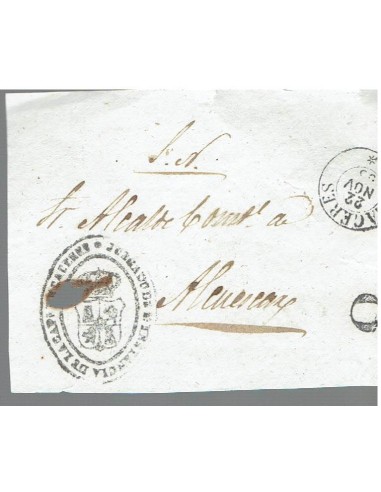 FA8206. PREFILATELIA. 1855, Frontal de correo oficial de Caceres a Alcuescar