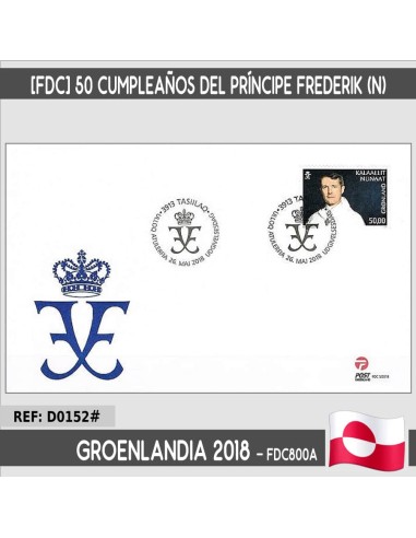 Groenlandia 2018 [FDC] 50 Aniversario del príncipe Frederik (N)