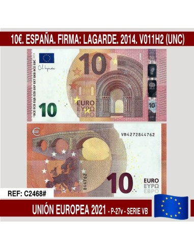 Europa 2021. 10€. Firma: Lagarde. 2014. V011H2 (UNC) P-27v