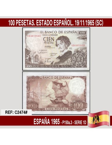 España 1965. 100 pts. Estado Español (UNC) P-150a.3