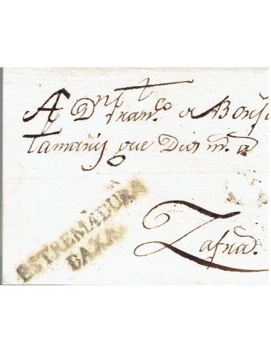 FA8224. PREFILATELIA. 1792, Carta completa circulada de Caceres a Zafra