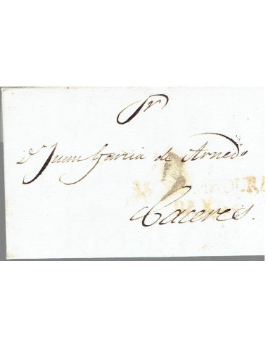 FA8227. PREFILATELIA. 1838, Carta completa de Miajadas a Caceres
