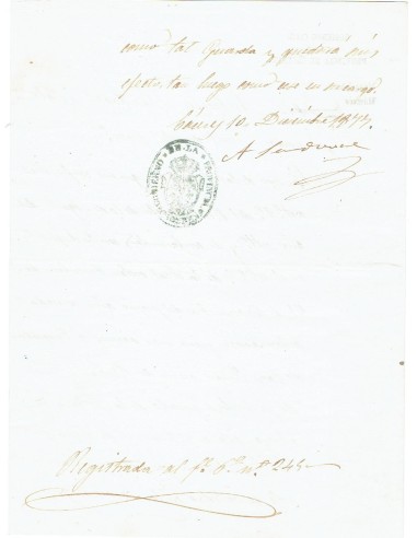 FA7934. DOCUMENTOS. 1877. Texto manuscrito con cuño del Organismo remitente de la Provincia de Caceres