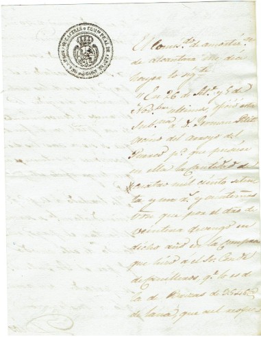 FA7935. DOCUMENTOS. Texto manuscrito con cuño del Organismo remitente de la Provincia de Caceres