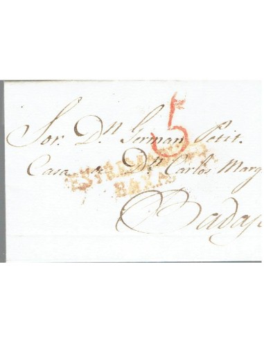 FA8237. PREFILATELIA. 1837, 26 de diciembre Carta completa circulada de La Serena a Badajoz