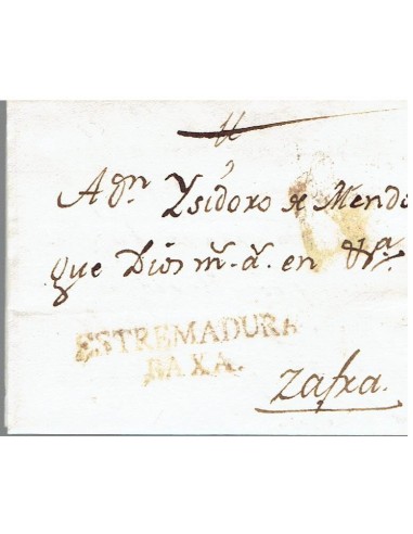 FA8241. PREFILATELIA. 1790, 24 de mayo. Carta completa circulada de Badajoz a Zafra