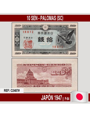 Japón 1947. 10 sen. Palomas (UNC) P-84