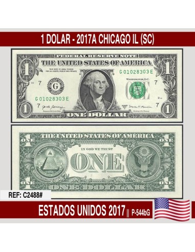 Estados Unidos 2017. 1 dolar. Chicago IL 2017A (UNC) P-544bG