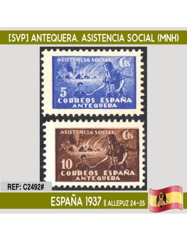 España 1937 [SVP] Antequera. Serie Asistencia Social (MNH)
