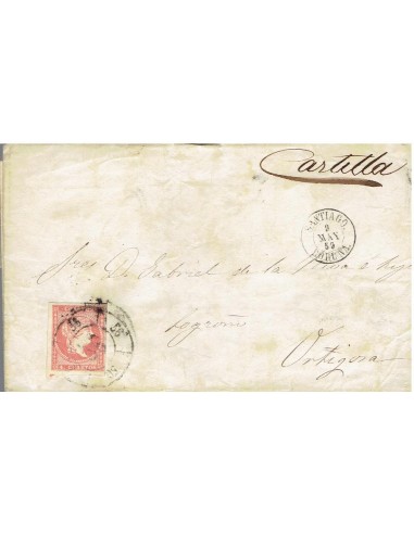 FA8489. HISTORIA POSTAL. 1859, 9 de mayo. Carta de Santiago de Compostela a Ortigosa