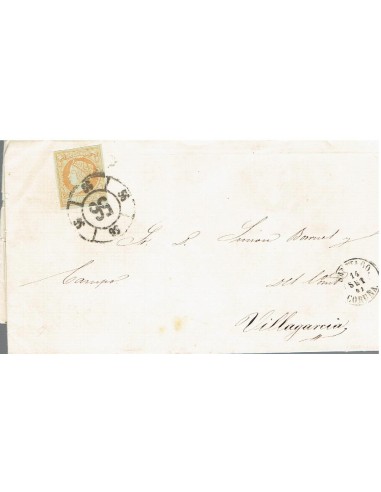 FA8491. HISTORIA POSTAL. 1861, 14 de septiembre. Carta de Santiago de Compostela a Villagarcia