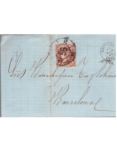 FA8494. HISTORIA POSTAL. 1862, 22 de agosto. Carta de Santiago de Compostela a Barcelona