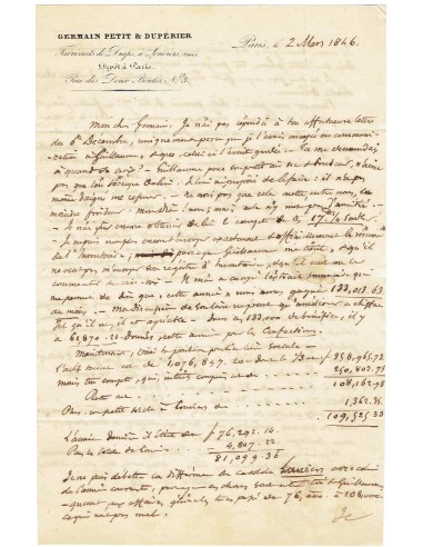 FA7946. DOCUMENTOS. 1846, Texto manuscrito del Fabricante de Lanas - German Petit