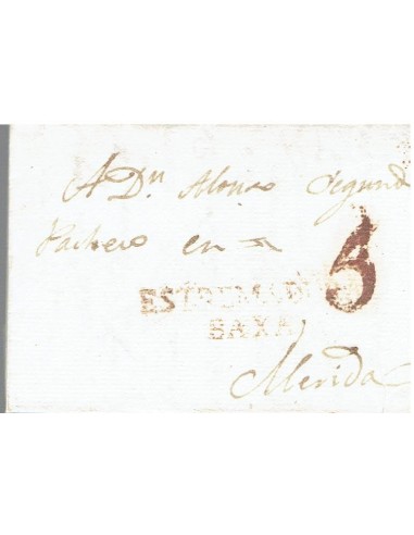 FA8243. PREFILATELIA. 1815, 12 de enero. Carta competa circulada de Miajadas a Merida