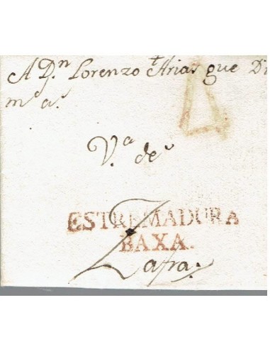 FA8245. PREFILATELIA. 1792, 2 de marzo. Carta completa circulada de Badajoz a Zafra