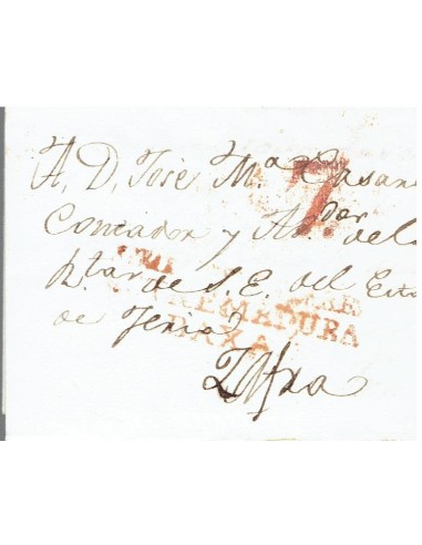 FA8247. PREFILATELIA. 1830, 27 de septiembre. Carta completa circulada de Esparragosa de Lares a Zafra