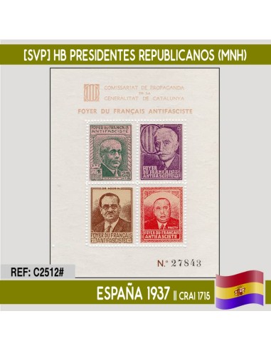 España 1937 [SVP] HB Presidentes republicanos (MNH)