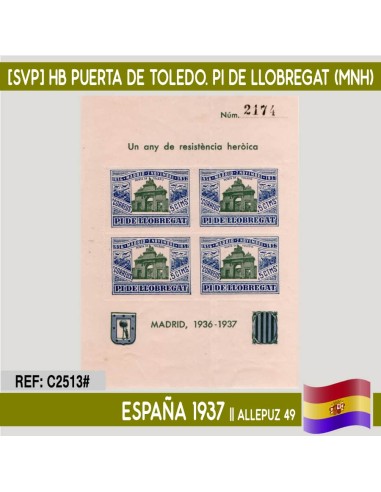 España 1937 [SVP] HB Pi de Llobregat. Puerta de Toledo (MNH)