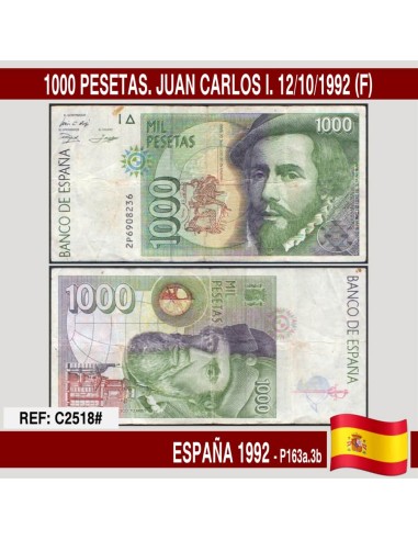 España 1992. 1000 pts. Juan Carlos I. Hernán Cortés (F)