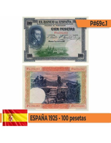 España 1936. 100 pts. Mod. 1925. II República (VF) P-69c.1