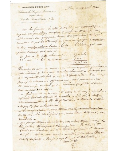 FA7947. DOCUMENTOS. 1840, Texto manuscrito del Fabricante de Lanas - German Petit