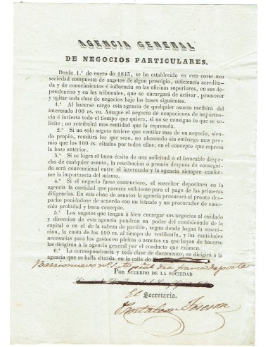 FA7973. DOCUMENTOS. 1843, Acuerdo informativo de la Agencia General de Negocios Particulares