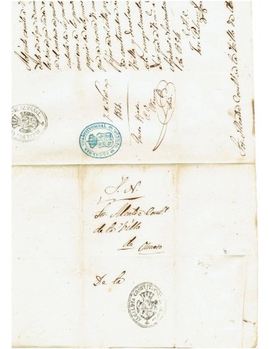 FA7986. HISTORIA POSTAL. 1854. Carta del Servicio Nacional circulada de Aguasal a Olmedo