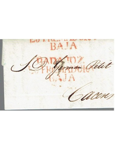 FA8254. PREFILATELIA. 1837, 7 de febrero. Carta completa circulada de Badajoz a Caceres