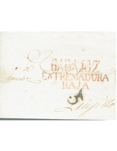 FA8259. PREFILATELIA. 1839, 22 de junio. Carta completa circulada de Badajoz a Trujillo
