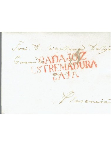 FA8260. PREFILATELIA. 1838, 22 de mayo. Carta completa circulada de Badajoz a Plasencia