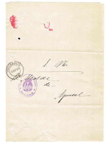 FA8005. HISTORIA POSTAL. 1894. Carta del Servicio Nacional circulada de Valladolid a Aguasal