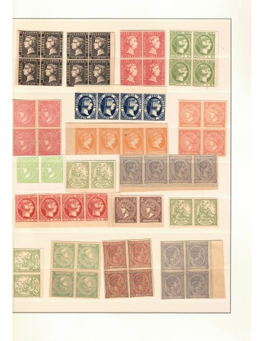 FA8733. FALSOS SEGUI. Magnífico lote de sellos clásicos en bloques y tiras de 4 valores