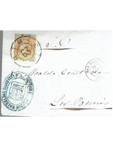 FA8547. HISTORIA POSTAL. 1860, 28 de diciembre, Frontal de San Roque a Los Barrios