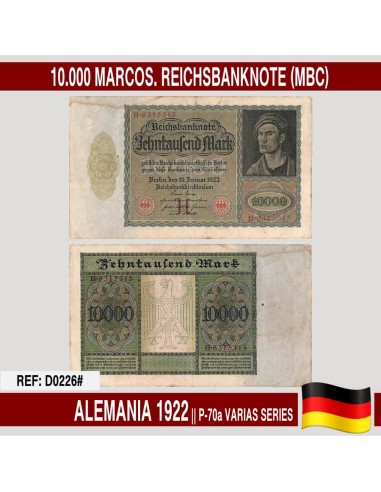 Alemania 1922. 10.000 marcos. Reichsbanknote (MBC) P-70a