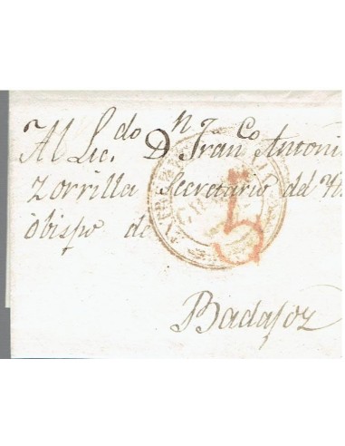 FA8263. PREFILATELIA. 1831, 20 de diciembre. Carta completa circulada de Caceres a Badajoz