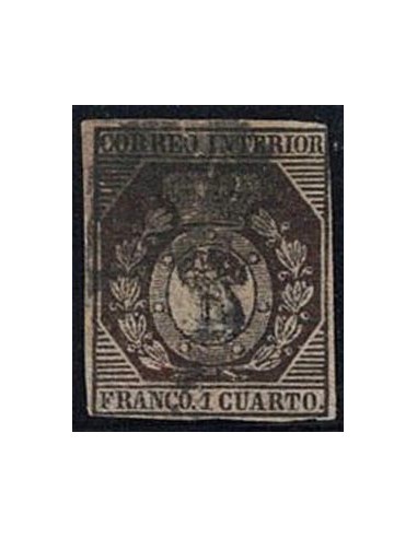 FA8847. HISTORIA POSTAL. 1853, Escudo de Madrid, 1 cuarto bronce con certificado CEM