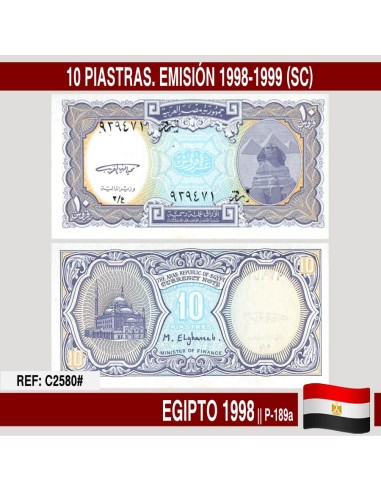 Egipto 1998. 10 piastras. Emisión 1998-1999 (SC) P-189a