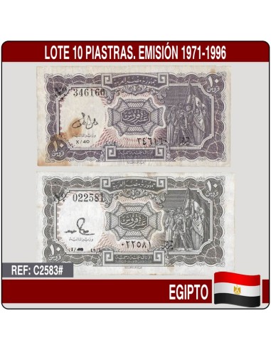 Egipto. Lote 10 piastras. Emisión 1971-1996 (BC)